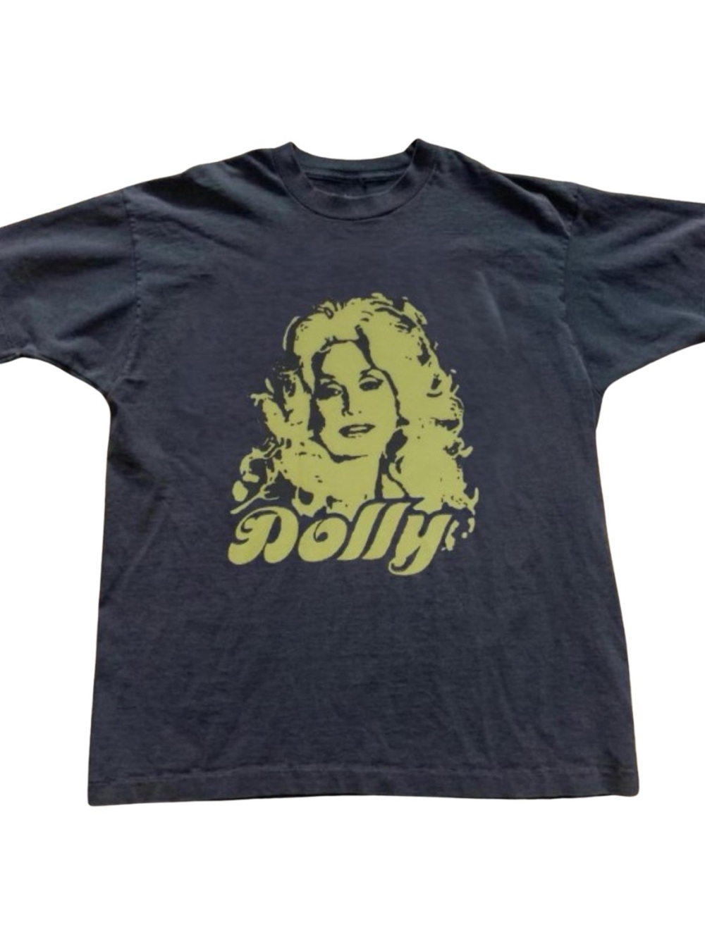 Black T‑Shirt with Yellow Dolly Portrait Print